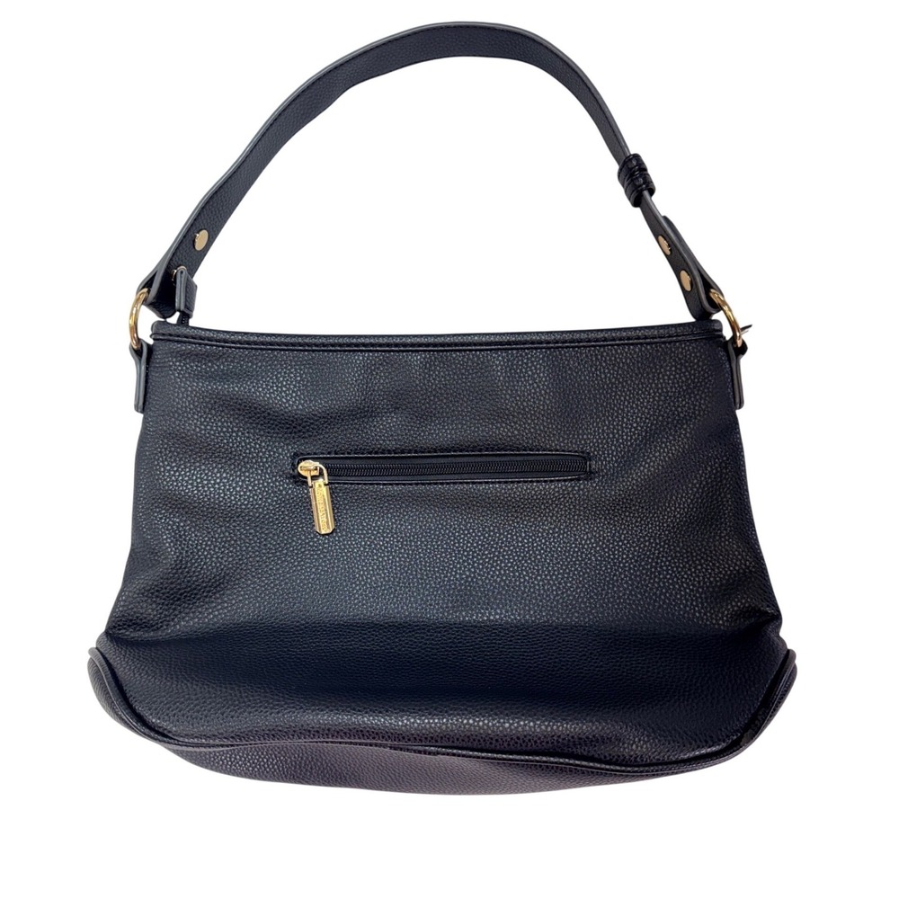 Montana West Black Pebbled Vegan Leather Hobo Shoulder Bag Gold Hardware Handbag